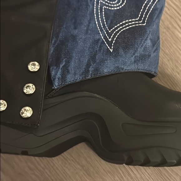 CAPE ROBBIN denim fold-over platform boots with rhinestone and Western-style❣️ - Picture 12 of 16